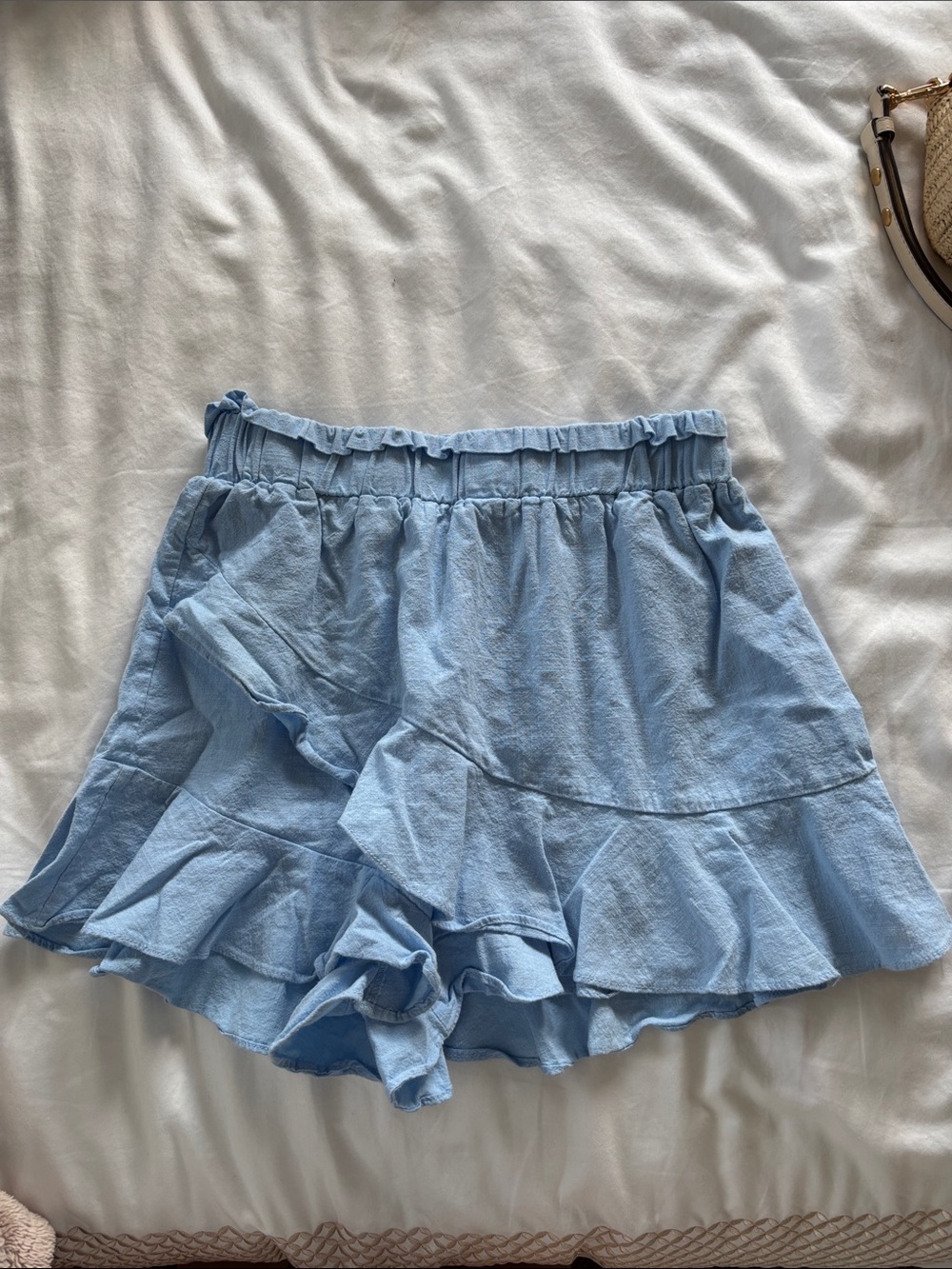 SHEIN Light Blue Ruffle Mini Skirt